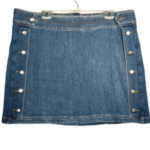 INC International Concepts Denim Mini Skirt Sz 16 Button Detail Back Zip Y2K